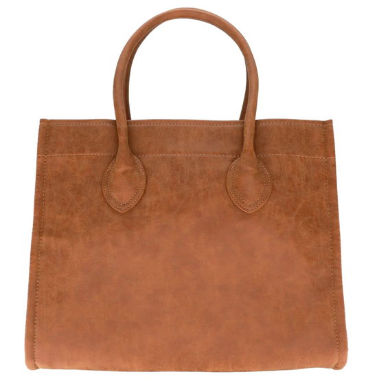 Weathered Brown Tote Bag with Strap