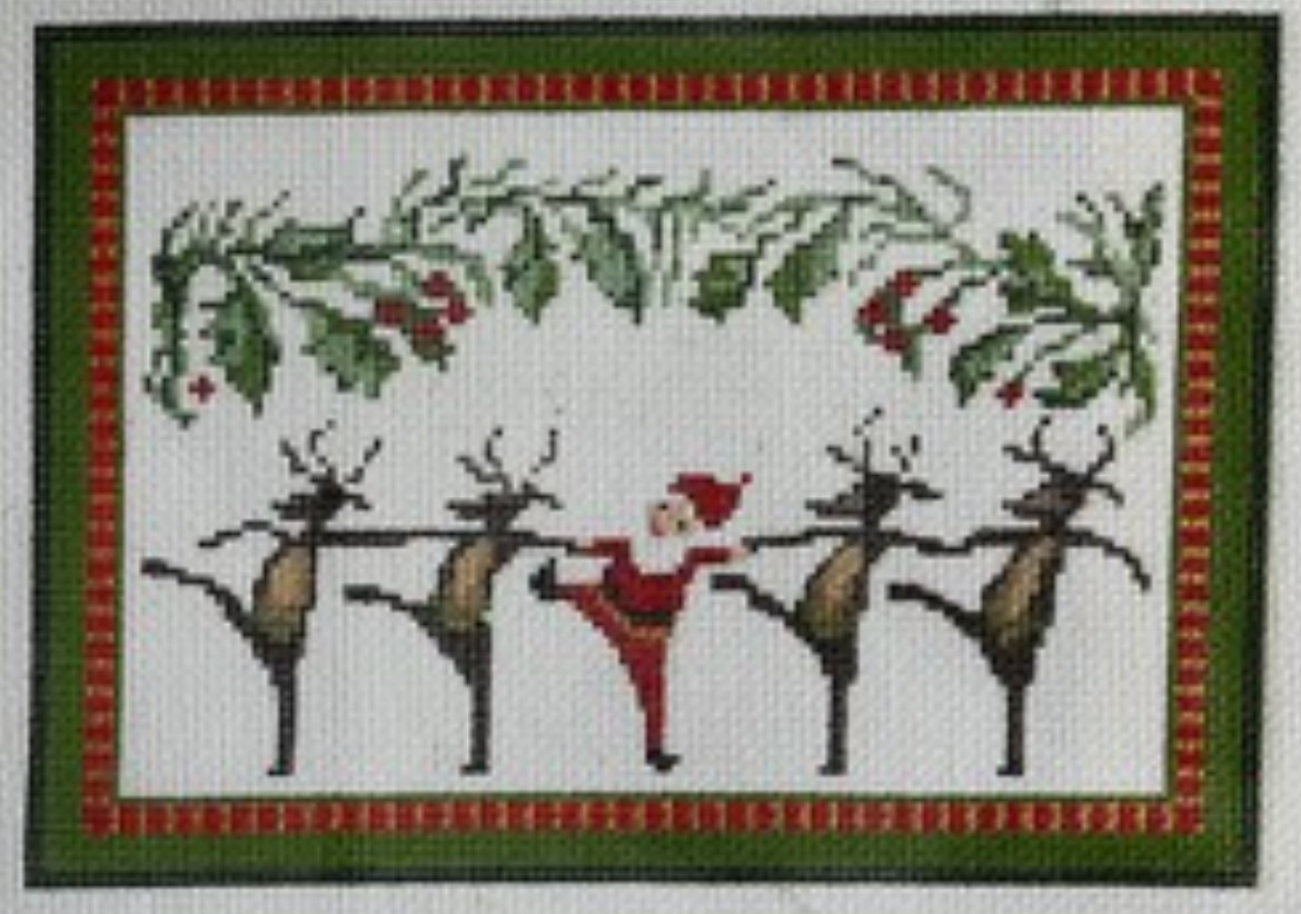 KC-P1-18 Dancing Santa and Reindeer Pillow