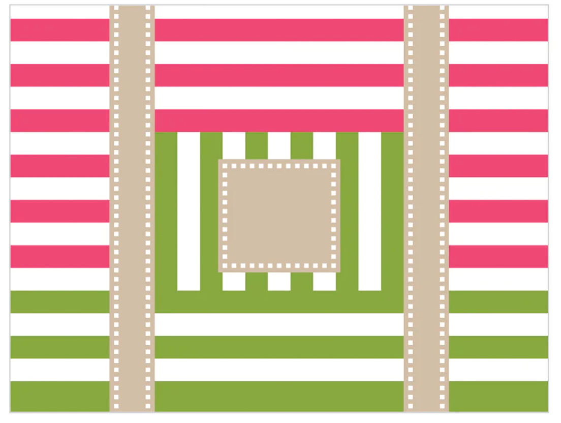 PTR101B Multi Stripe Tote - Blossom Stem (Pink and Green)