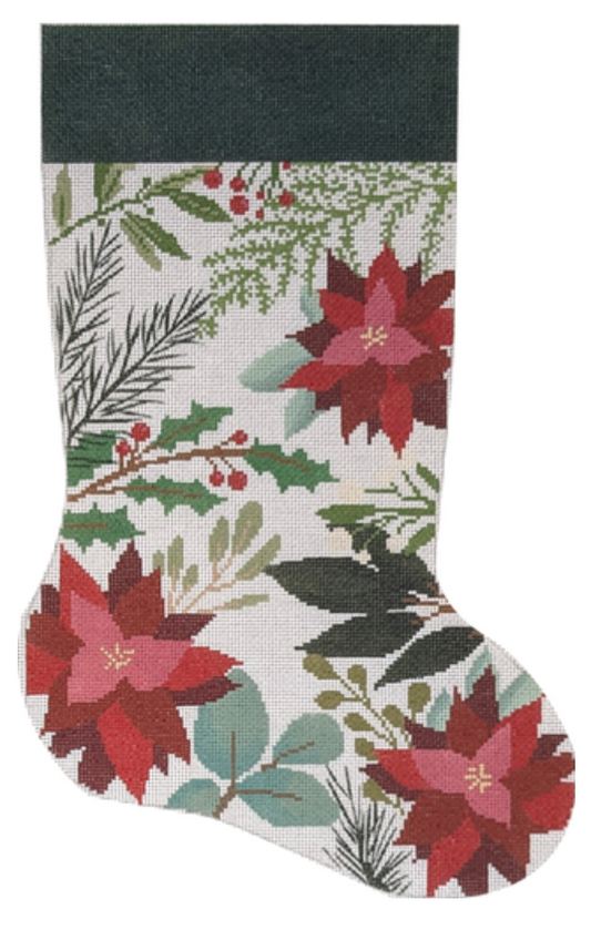 LL-ST-01A White Stocking with Red Flowers