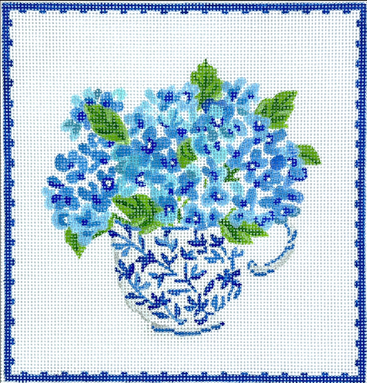 LB-PL-28 Single Blue and White Teacup with Hydrangeas