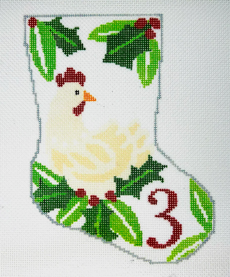 BS37 Three French Hens Mini Stocking