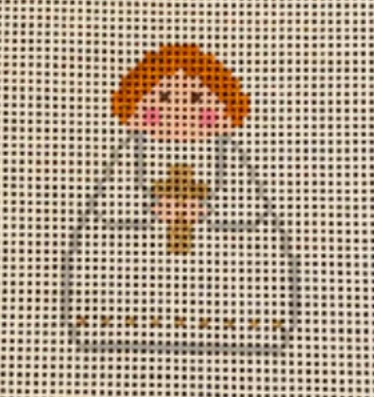 SI165-19 White Angel with Gold Cross