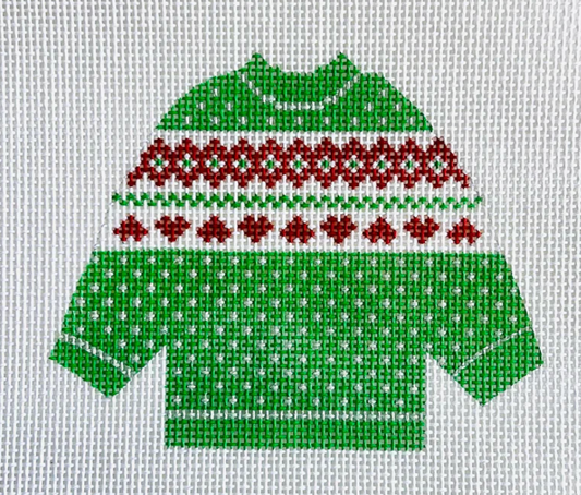 SI1-3 Green and Red Hearts Pullover Sweater