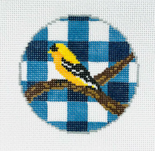 KCD1487 Gingham Goldfinch Round