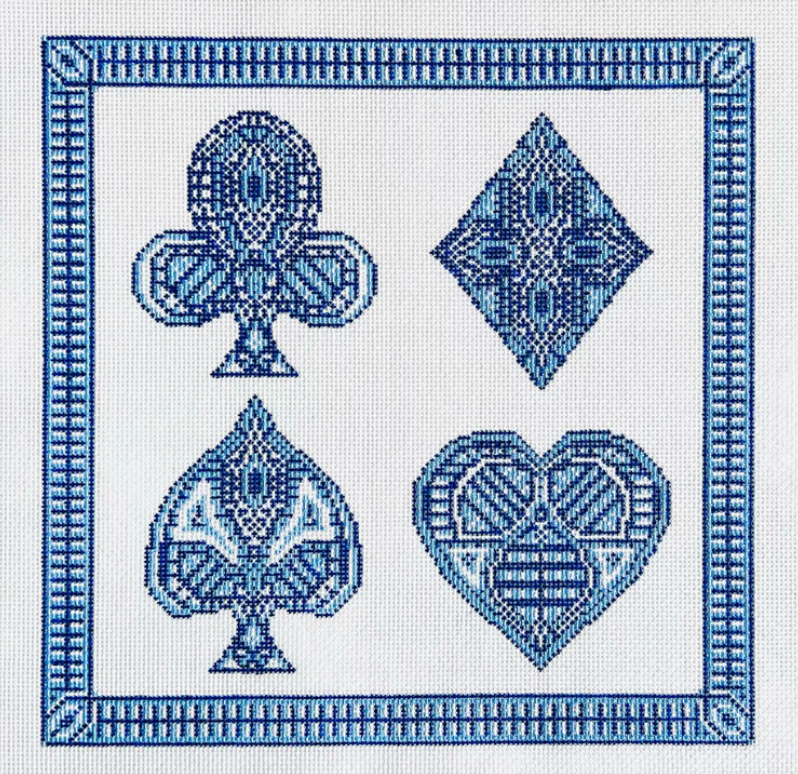 KCD4483 Blue Card Suits Pillow