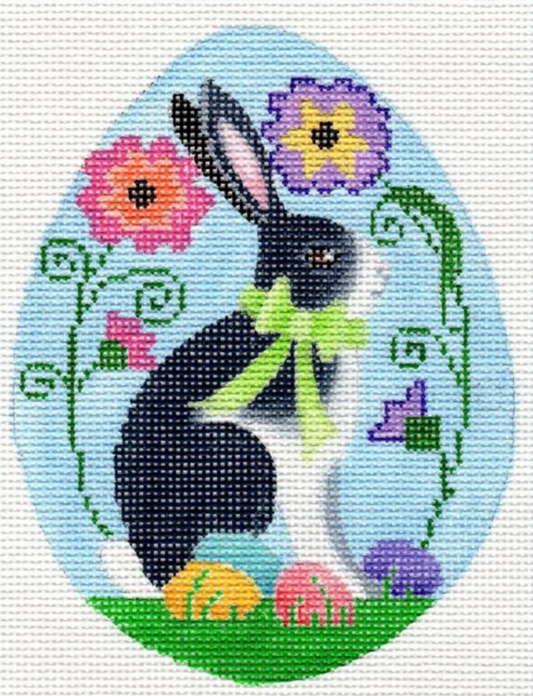 B-284C Floral Egg with Easter Rabbit