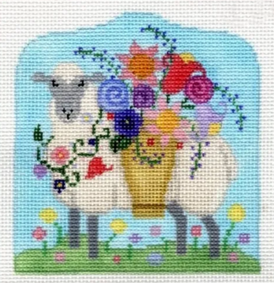 B-287 Small Sheep with Flower Basket