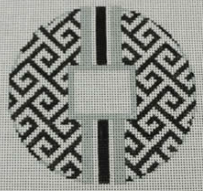 O169A Greek Key Monogram Insert - Black and Silver