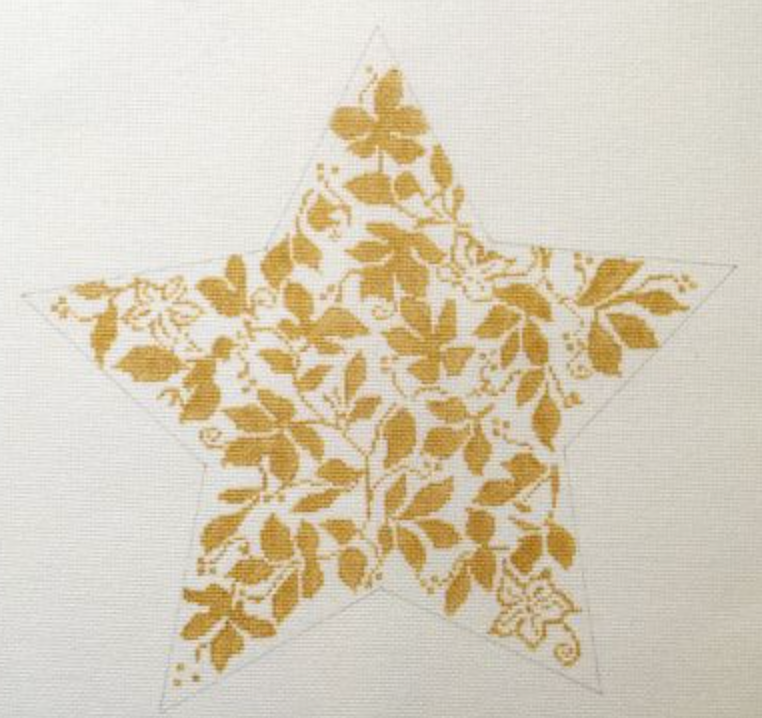 WG12885 Teri's Big Brocade Tree Topper Star - Gold