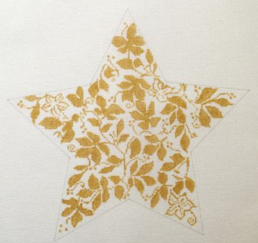 WG12885 Teri's Big Brocade Tree Topper Star - Gold