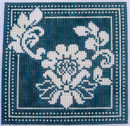 WG12680 Karen's Teal Damask Coasters - Set of Four