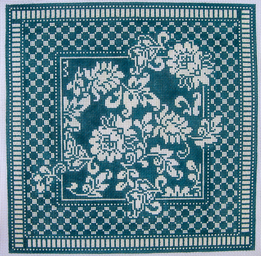 WG12686 Karen's Teal Damask Pillow