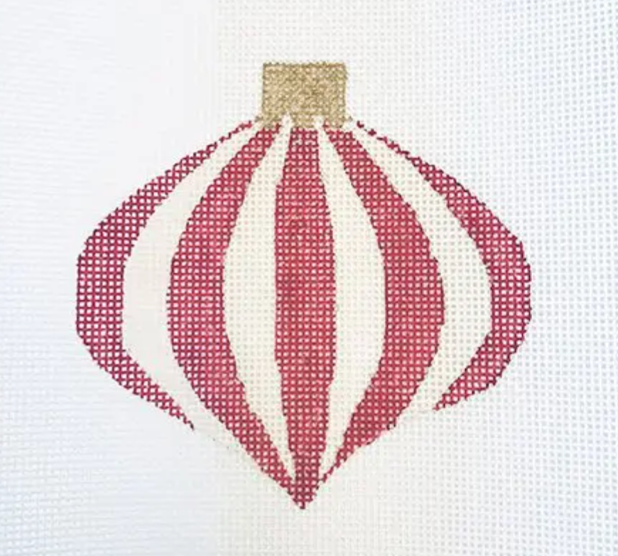 21-130 Retro Red and Pink Stripe Ornament