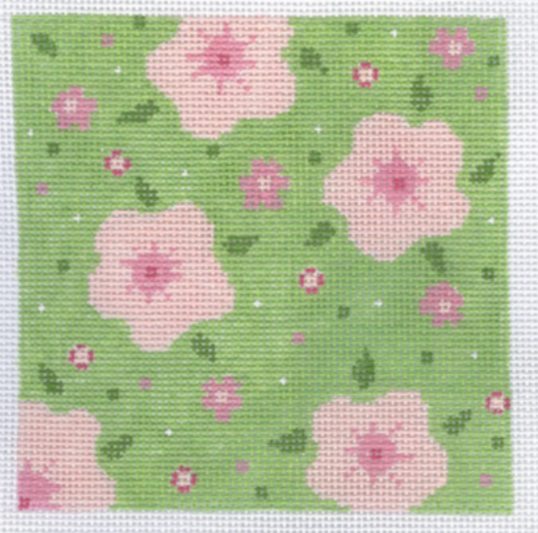 22-218 Green and Pink Floral Square