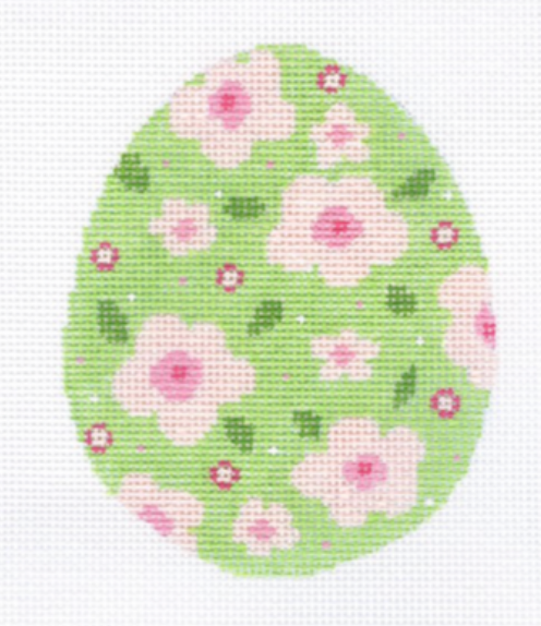 22-217 Green and Pink Floral Egg