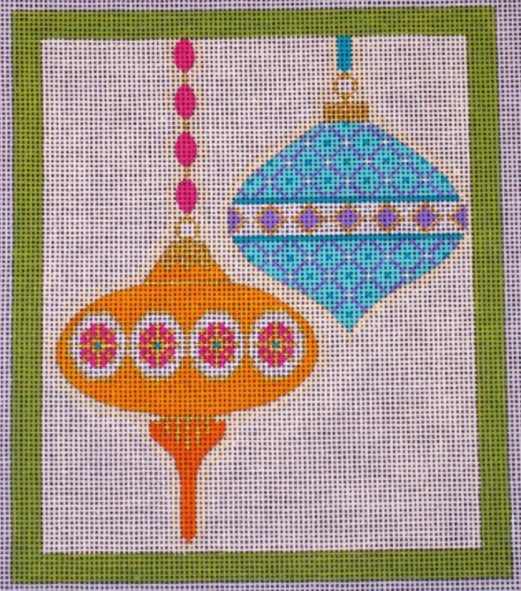 CH405J Mod Ornament Duo with Green Border