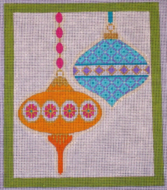 CH405J Mod Ornament Duo with Green Border