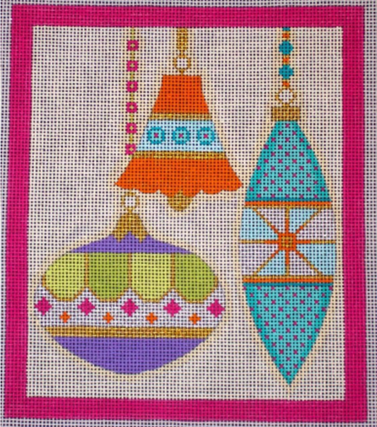 CH405I Mod Ornament Duo with Pink Border