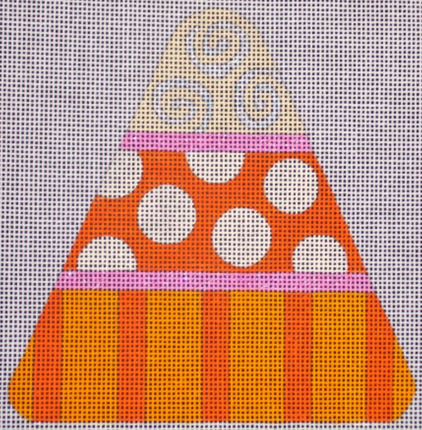 HW129 Candy Corn - Orange Dots and Stripes