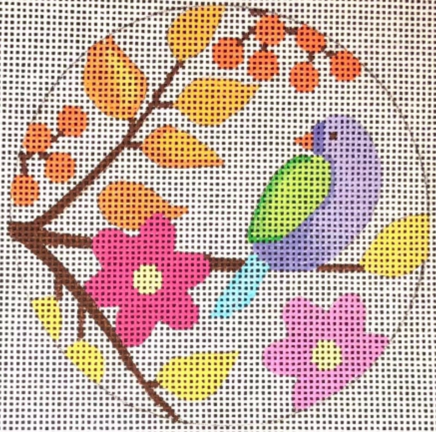 N126A Birds and Blooms Ornament - Violet Bird 1