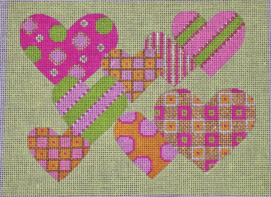 H113A Pink and Green Pattern Hearts