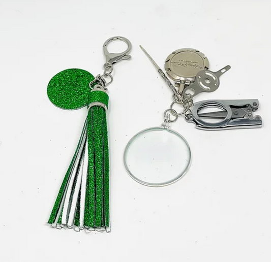 Victoria Whitson Accessory Tassel With Scissors - Green Sparkle