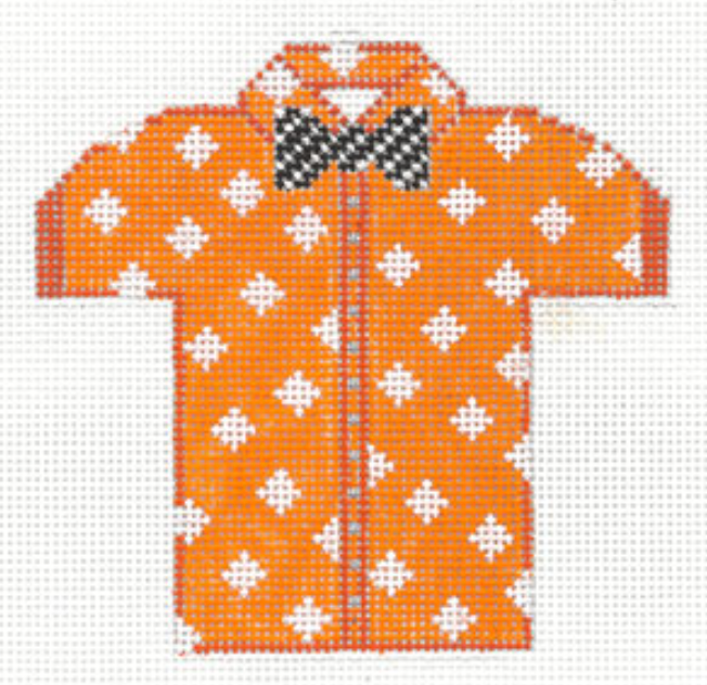 XO-221E Men's Shirt - Orange with Diamonds and Black Bow Tie