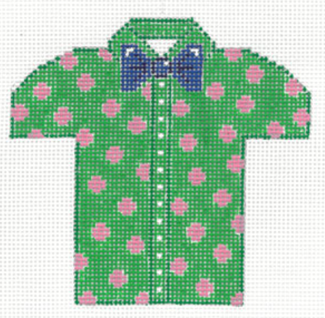 XO-221 Men's Shirt - Green with Polka Dots