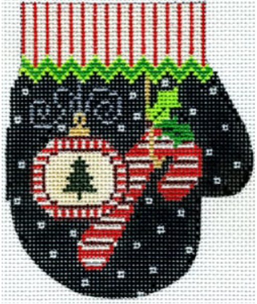 XO-147PO Peppermint Party Mitten - Ornaments