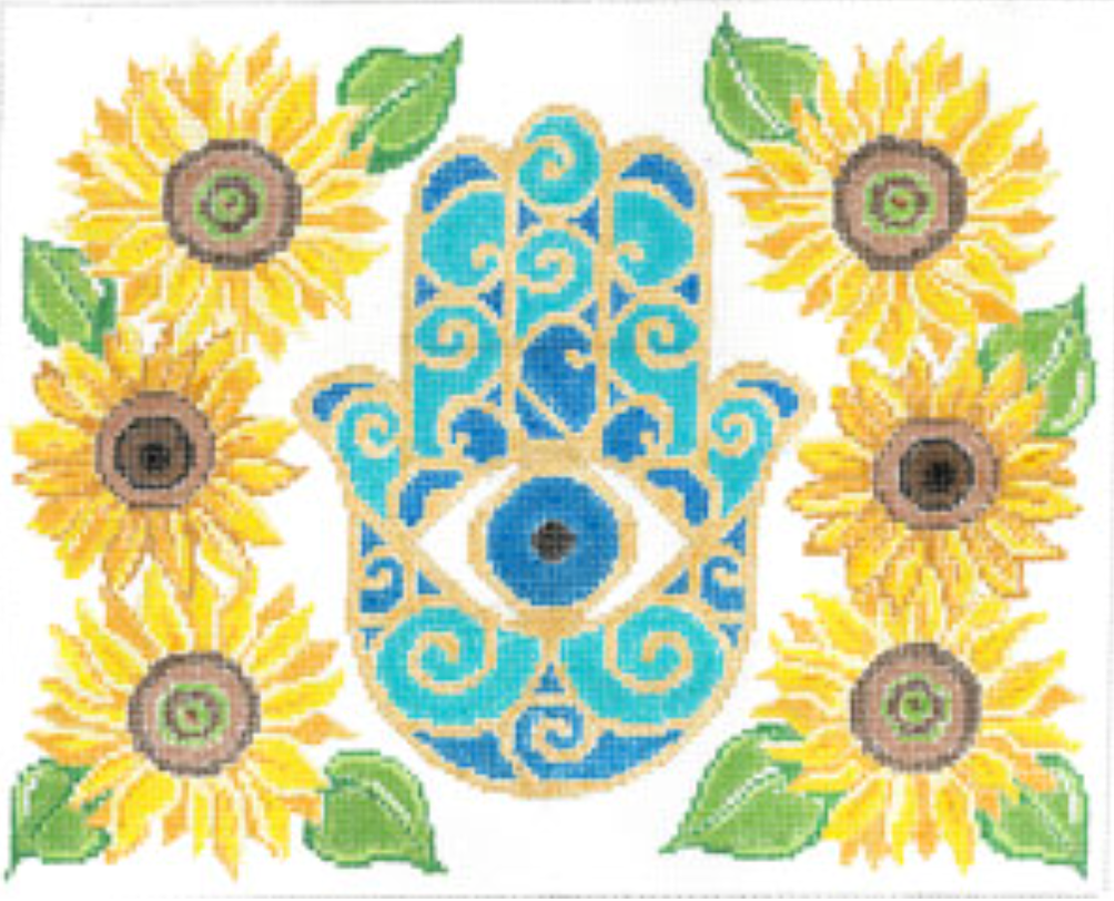 TB-102 Sunflowers and Hamsa Tallis Bag