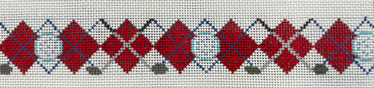 236H Crossed Clubs on Red Argyle Belt