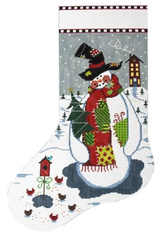 X-164 Patchwork Snowman Stocking