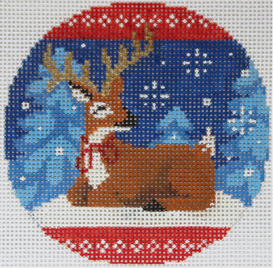 AC088 Woodland Deer on Blue Ornament