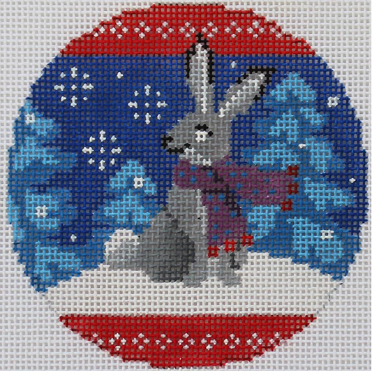 AC089 Woodland Rabbit on Blue Ornament