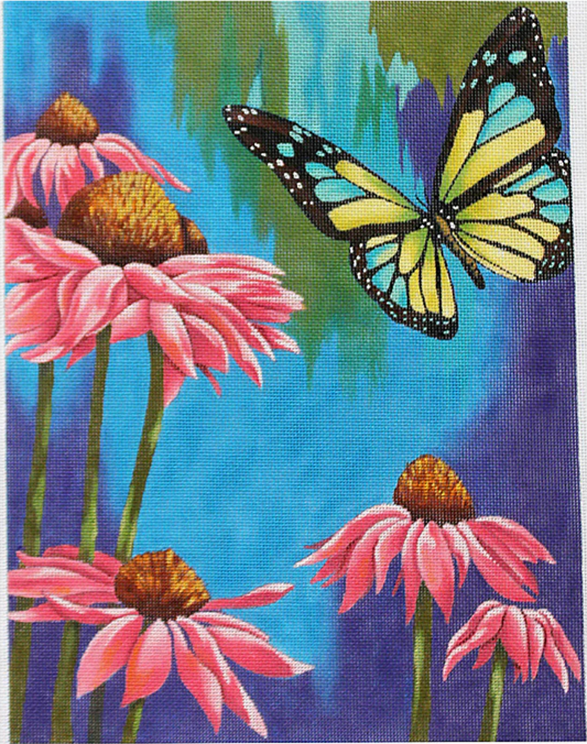 KD621-13 Pink Daisies and Butterfly