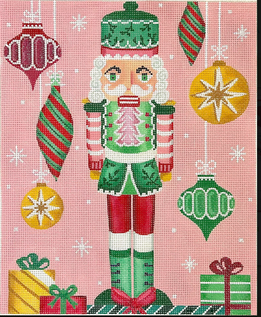 RH-PL-01 Pink and Green Nutcracker with Baubles