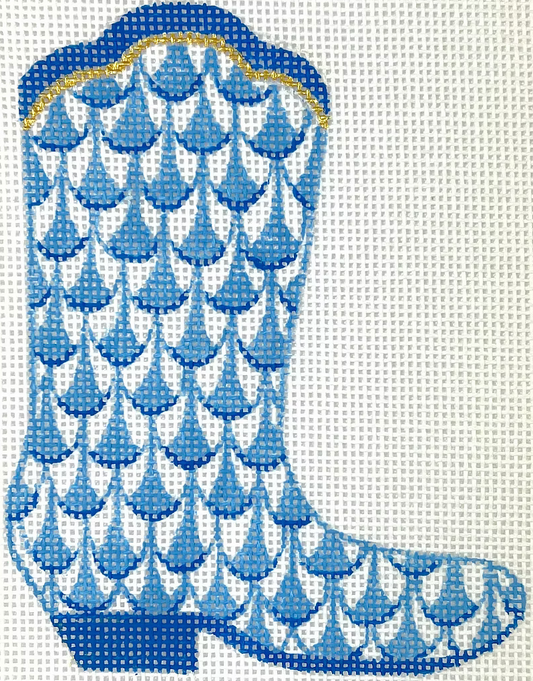 OM-398 Herend-Inspired Blue Mini Cowgirl Boot