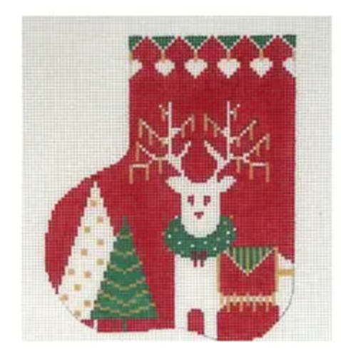 ST-C340B Reindeer and Trees on Red