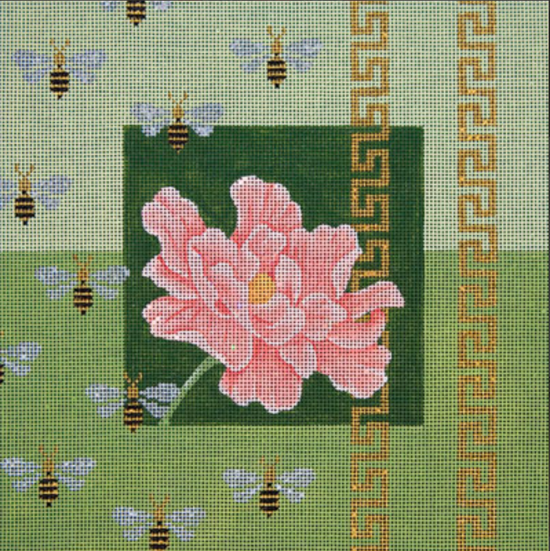 JP-O022 Peach Peony with Bees