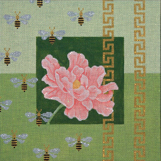JP-O022 Peach Peony with Bees