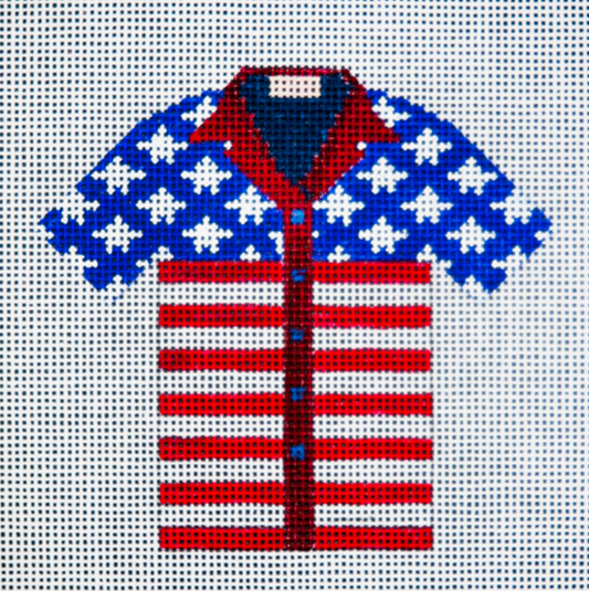 JP-L656 Hawaiian Shirt - Red, White and Blue