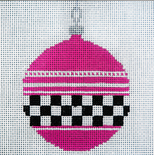 JP-X305-3 Pink with Black/White Checks Ornament