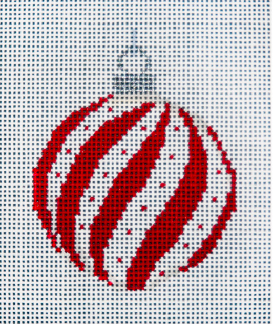 JP-X305-7 Red and White Swirls Ornament
