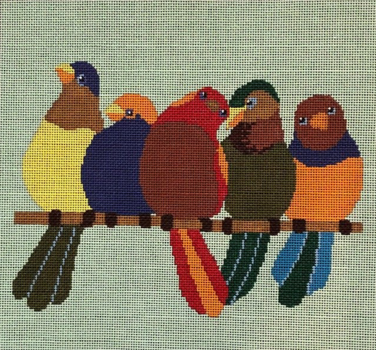 ASIT015-13a Birds on a Wire on 13 mesh