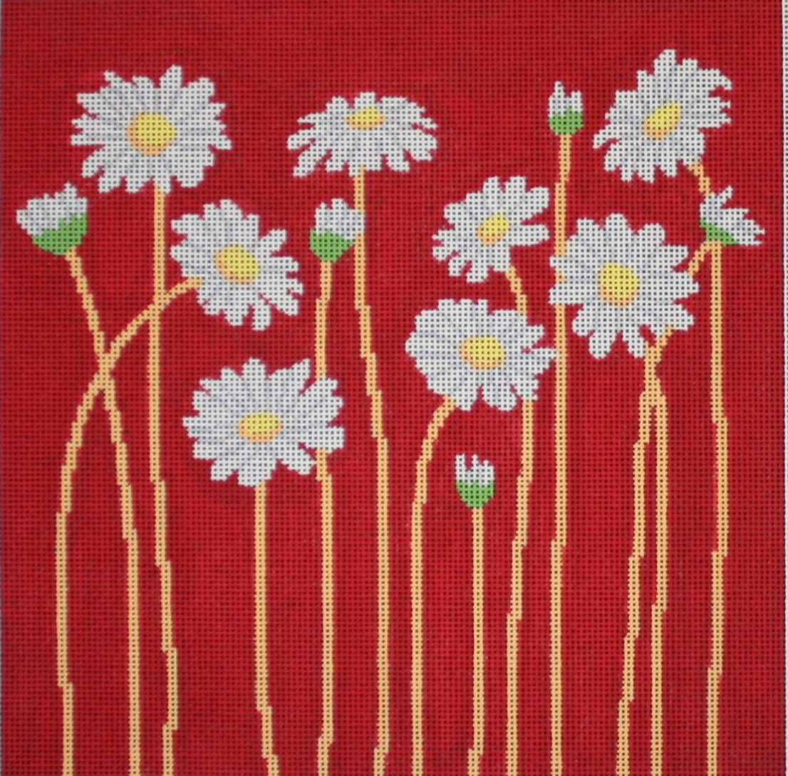 ASIT055 Daisies on Red