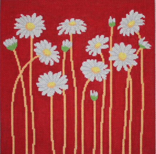 ASIT055 Daisies on Red