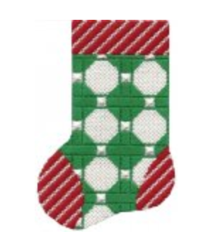 ASIT096 Green/White Octogons Mini Stocking