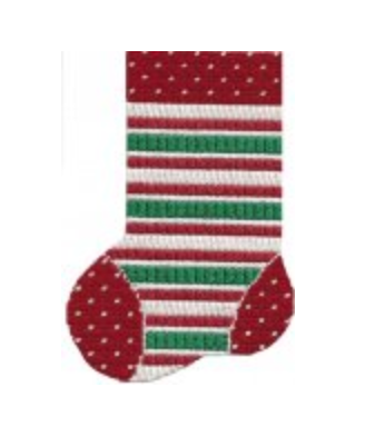 ASIT097 Red/White/Green Stripe Mini Stocking