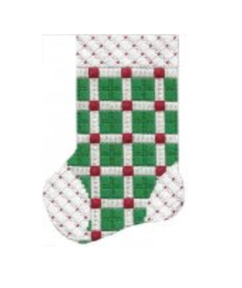 ASIT098 Green/White/Red Check Mini Stocking